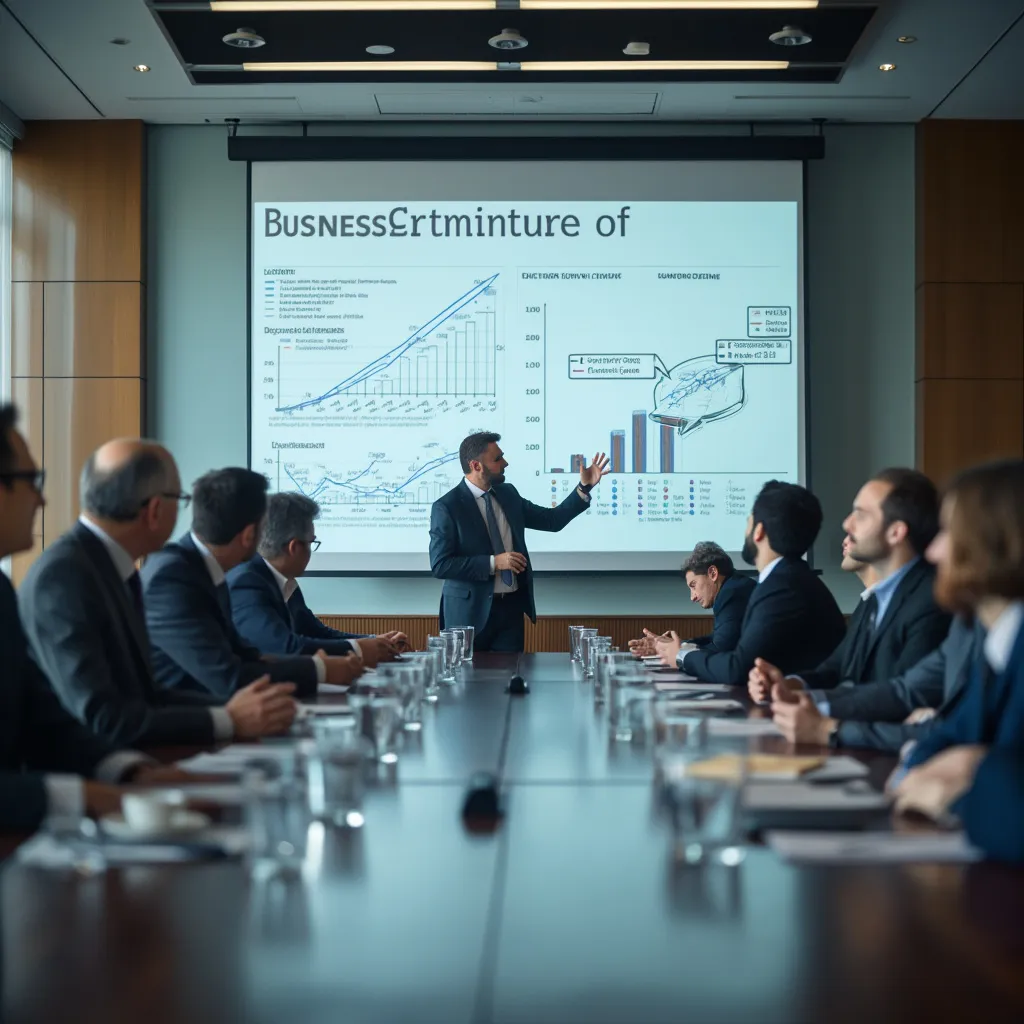 Consultor presentando estrategia a un equipo directivo